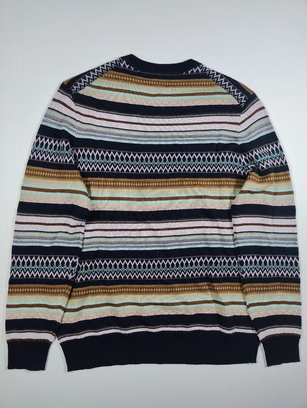 NWT Club Room Fair Isle Merino Wool Pastel/Earth Toned Crewneck Sweater Size L
